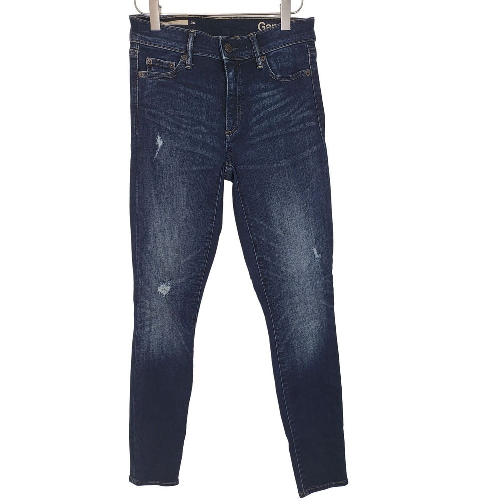 Gap 1969 Jeans 25R Womens Resolution Skinny Leg Mid Rise Dark Wash Bottoms